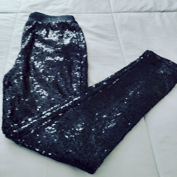 Black sequined leggings, size L - Picture 2 of 5